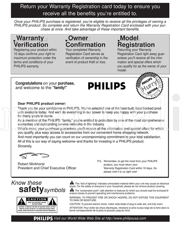 Philips 20PT30B1 (41 pages) TV Operating Manual