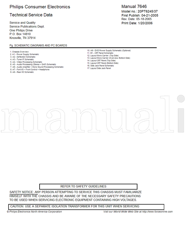 Philips 14810 37914 20PT6245 (65 pages) TV Service Manual