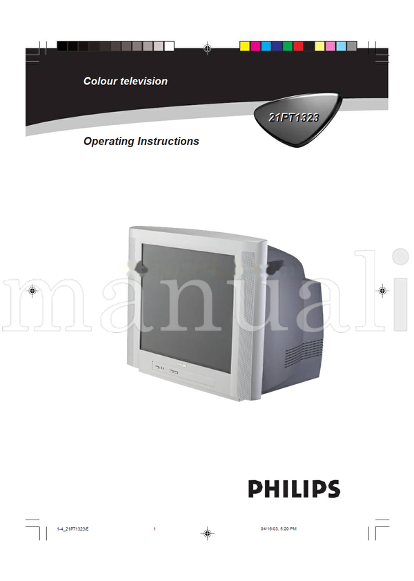 Philips 1-421PT1323 21PT1323 (23 pages) TV Operating Manual