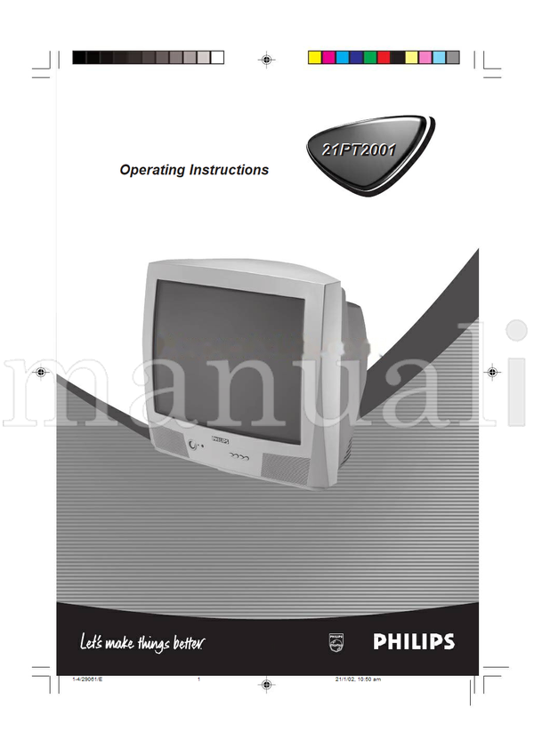 Philips 21PT2001 29061 (32 pages) TV Operating Manual