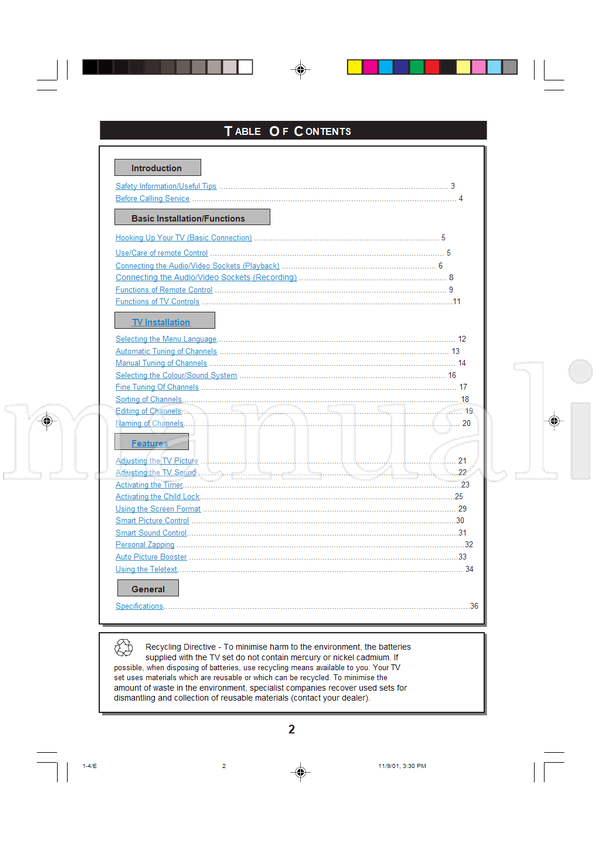 Philips 21PT2252 (37 pages) TV Operating Manual