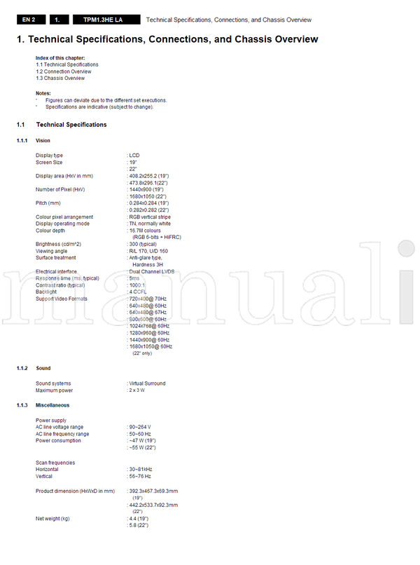 Philips 3330D MT5335 TMDS251 MT5133 MT8295 3340D 300608 18121 (78 pages) TV Service Manual
