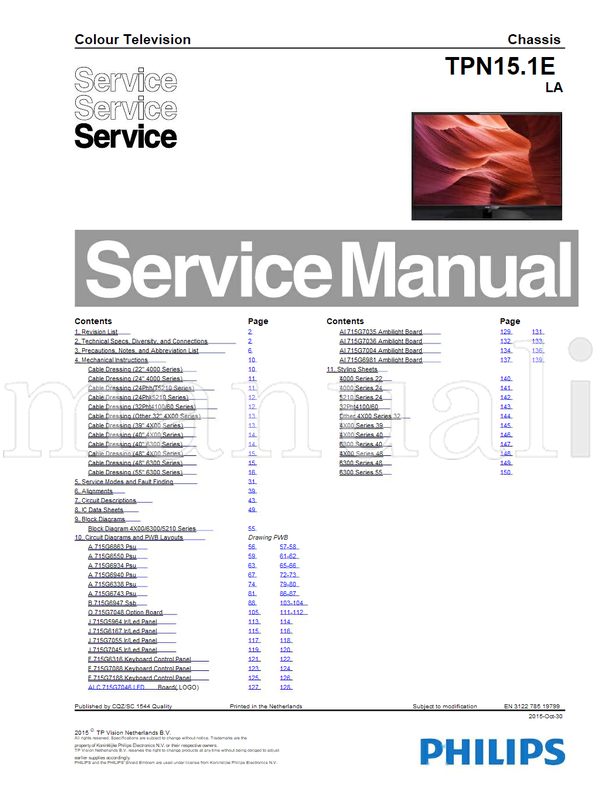 Philips T5210 715G6863 715G6550 715G6934 715G6940 715G6338 715G6743 (151 pages) TV Service Manual
