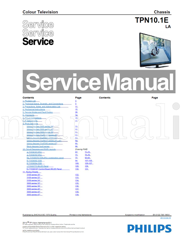 Philips 31x8H 31x8T 715G6163 715G6297 715G6079 715G6092 715G6094 (139 pages) TV Service Manual