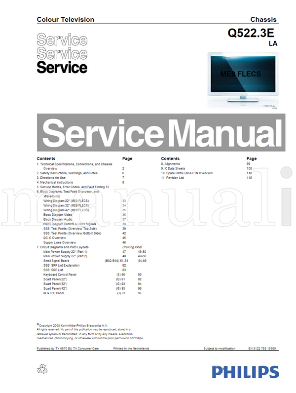 Philips 161008 18300 (118 pages) TV Service Manual