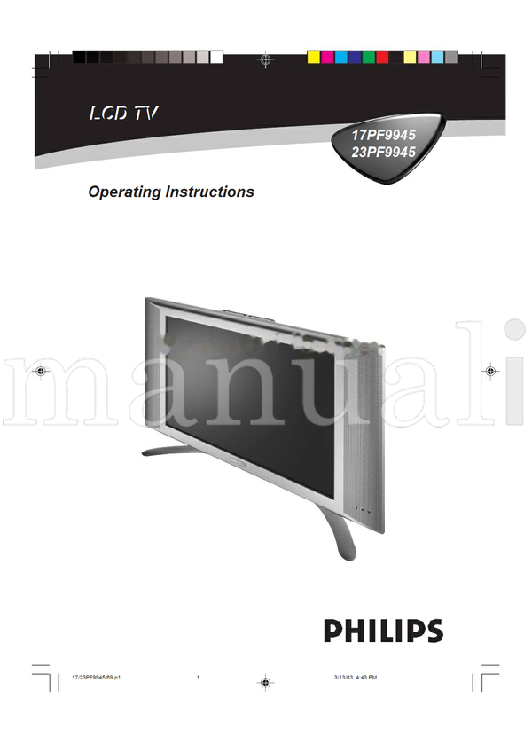 Philips 23PF9945 17PF9945 (51 pages) TV Operating Manual