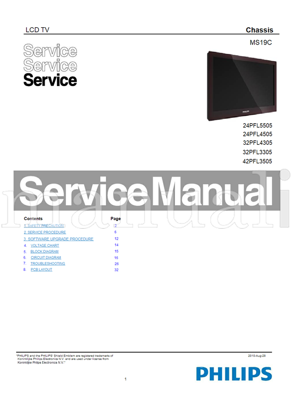 Philips MS19C 24PFL5505 24PFL4505 32PFL4305 32PFL3305 42PFL3505 (35 pages) TV Service Manual
