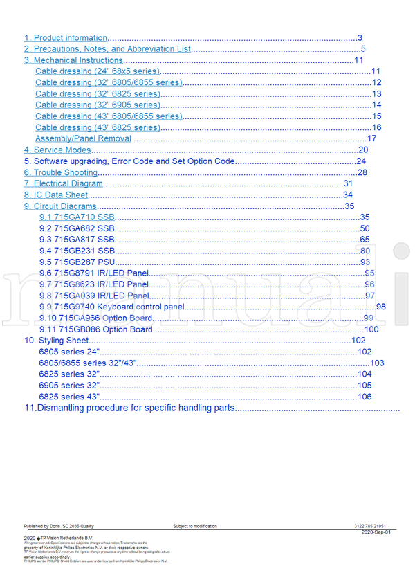 Philips MTK9288 24PFS6805 24PFS6855 32PFS6805 32PFS6855 32PHS6825 (109 pages) TV Service Manual