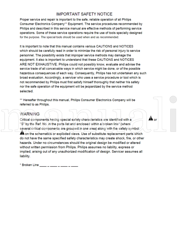 Philips 26FW5220 (150 pages) TV Service Manual