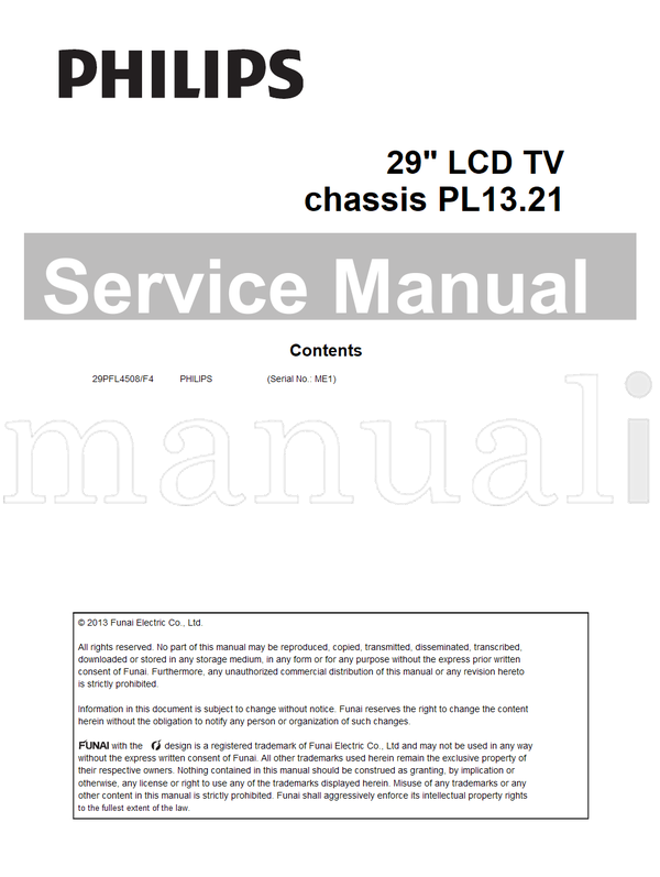 Philips 29PFL4508 (41 pages) TV Service Manual
