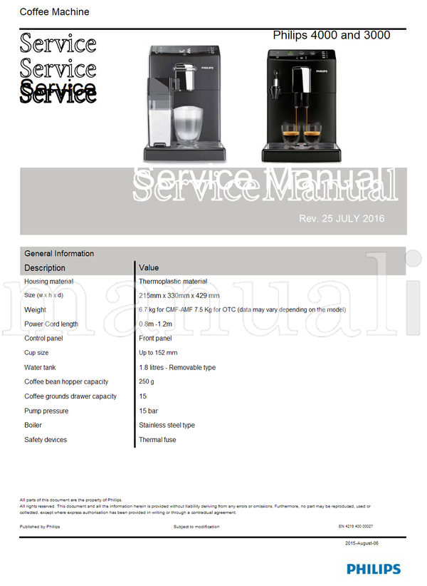Philips 00027 (79 pages) TV Service Manual