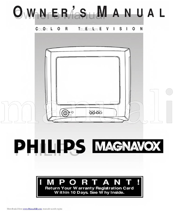 Philips MAGNAVOX 13PR18C (20 pages) TV Operating Manual