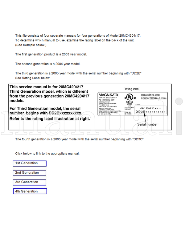 Philips 20MC4304 (316 pages) TV Service Manual