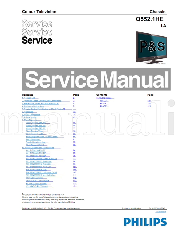 Philips 715G4238 715G3860 715G3861 820400089945 820400089507 (125 pages) TV Service Manual
