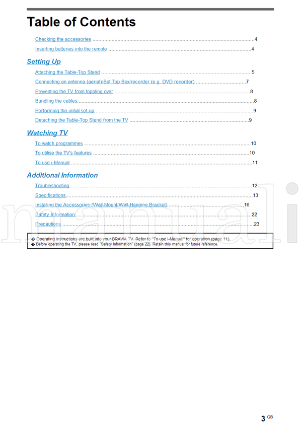 Sony KDL-55NX813 52NX803 46NX713 46NX703 40NX803 40NX713 40NX703 (28 pages) TV Operating Manual