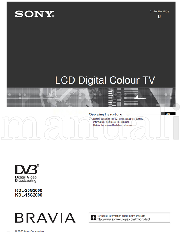 Sony KDL-20G2000 KDL-15G2000 (36 pages) TV Operating Manual