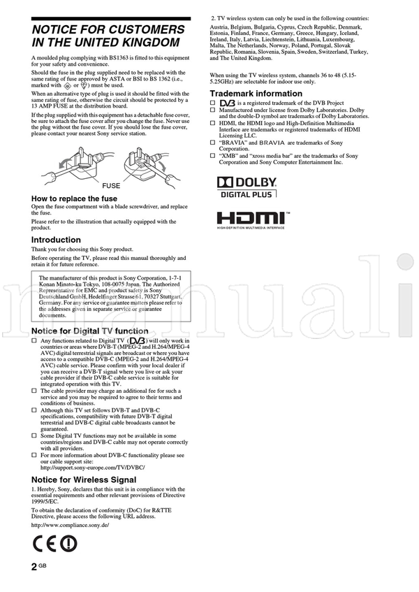 Sony KDL-52EX1 KDL-46EX1 KDL-40EX1 (52 pages) TV Operating Manual
