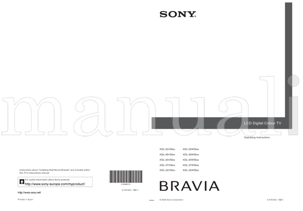 Sony 4-159-943 (28 pages) TV Operating Manual