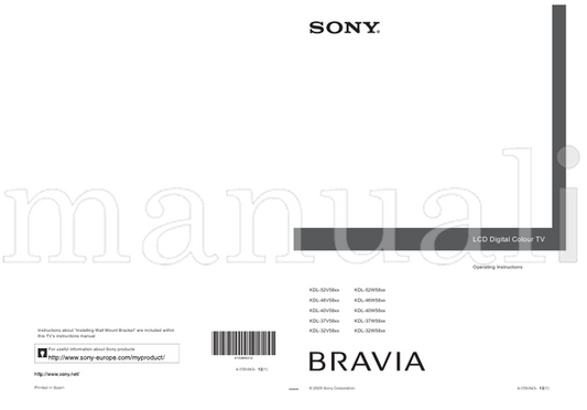 Sony 4-159-943 (28 pages) TV Operating Manual