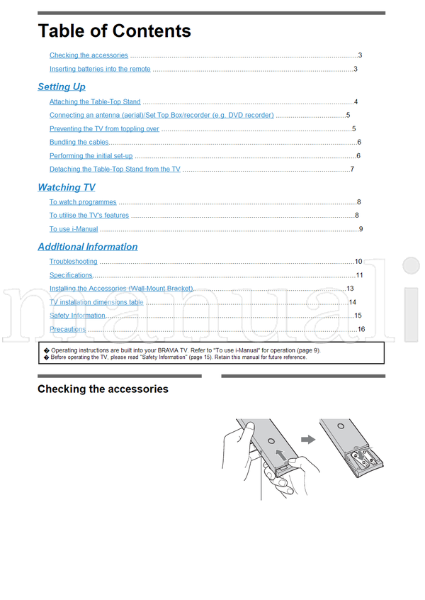 Sony KDL-52NX803 46NX703 40NX803 40NX703 (20 pages) TV Operating Manual