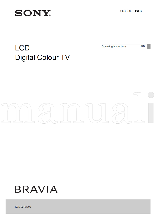 Sony 4-256-733 KDL-22PX300 (72 pages) TV Operating Manual