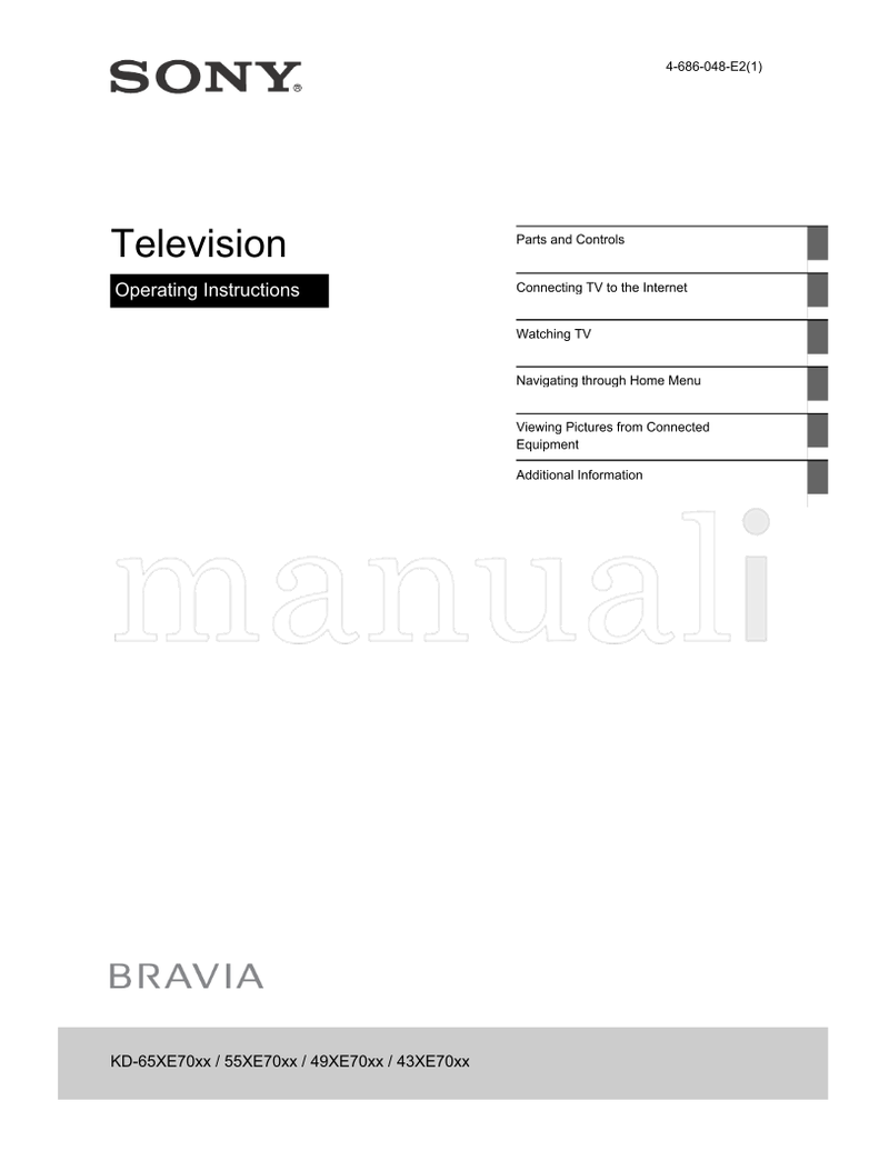 Sony KD-65XE70xx 55XE70xx 49XE70xx 43XE70xx (44 pages) TV Operating Manual