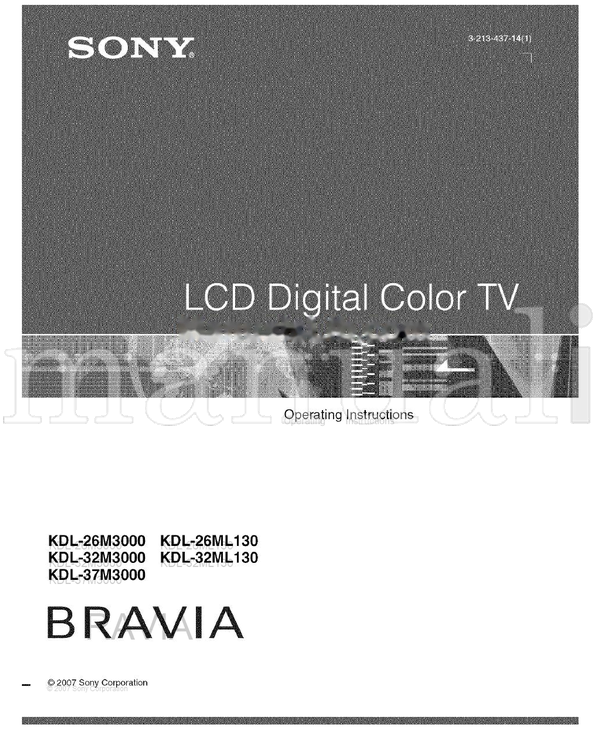 Sony KDL-26M3000 KDL-26ML130 KDL-32M3000 KDL-32ML130 KDL-37M3000 (48 pages) TV Operating Manual