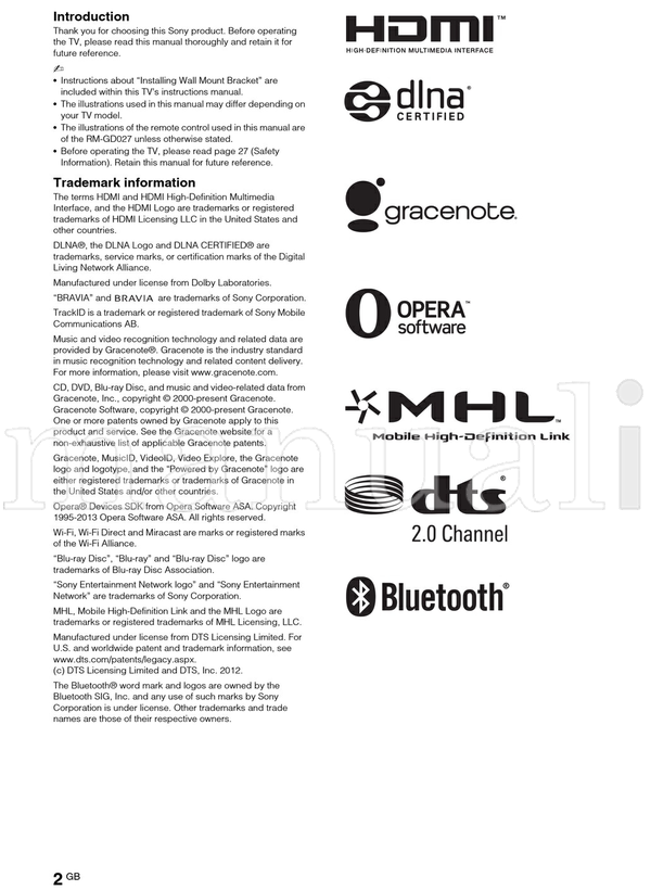 Sony KDL-50W708A 50W704A 50W700A 46W708A 46W704A 46W700A (32 pages) TV Operating Manual