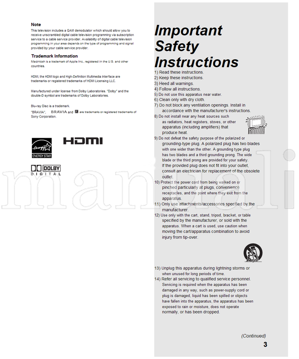 Sony KDL-19M4000 (44 pages) TV Operating Manual