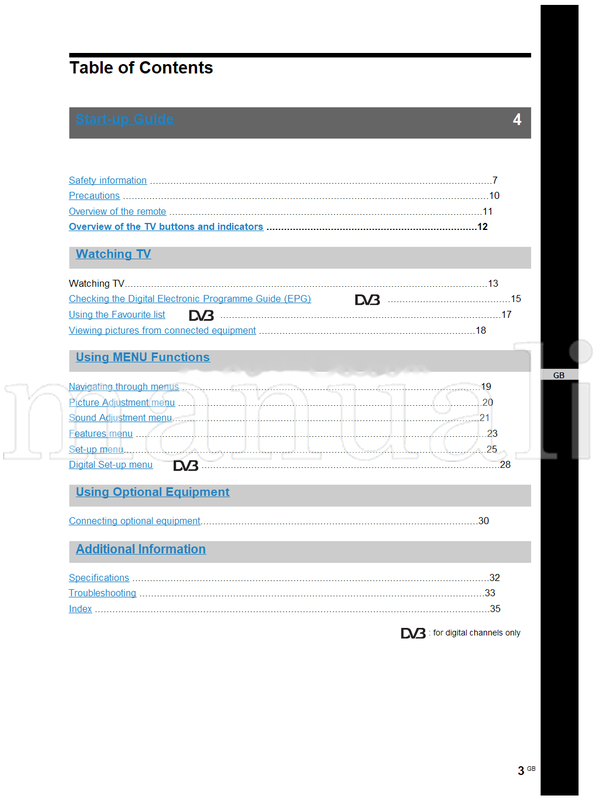 Sony KDL-20S2020 KDL-20S2000 (103 pages) TV Operating Manual