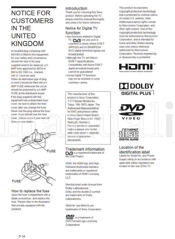 Sony KDL-22BX20D 4-193-042-12 (43 pages) TV Operating Manual