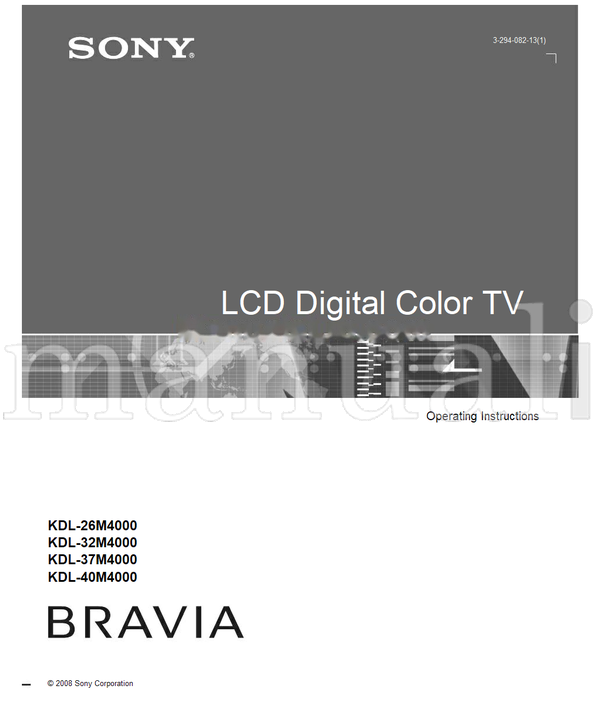 Sony KDL-26M4000 KDL-32M4000 KDL-37M4000 KDL-40M4000 (48 pages) TV Operating Manual
