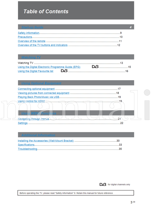 Sony KDL-40P3600 KDL-40P5650 KDL-40S5650 KDL-37P3600 KDL-37P5650 (37 pages) TV Operating Manual