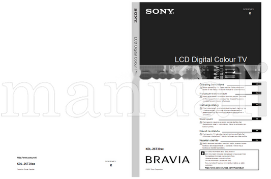 Sony KDL-26T30xx (204 pages) TV Operating Manual