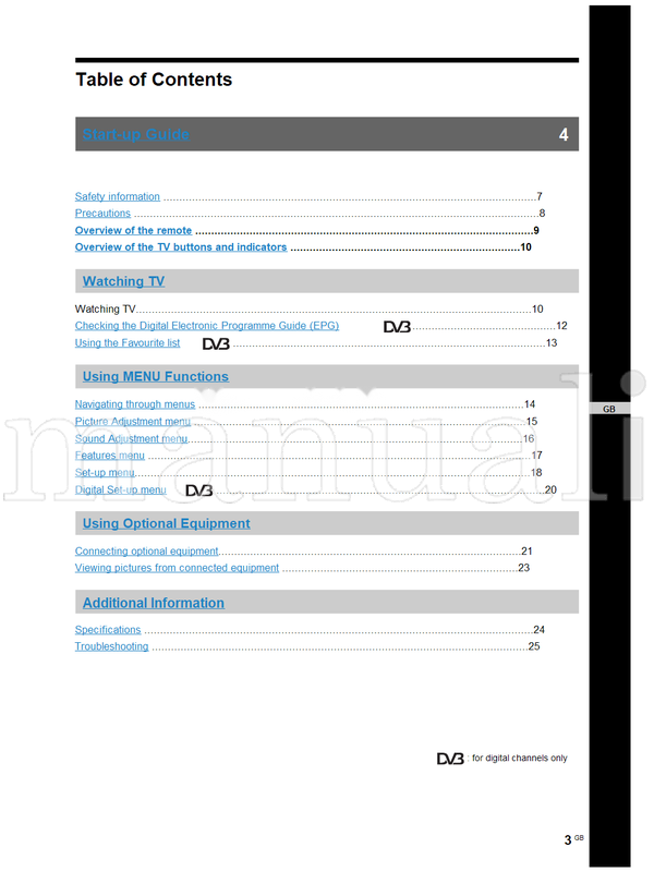 Sony KDL-40U25xx KDL-32U25xx KDL-26U25xx (83 pages) TV Operating Manual