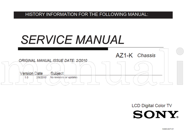 Sony 9-883-847-01 (24 pages) TV Service Manual