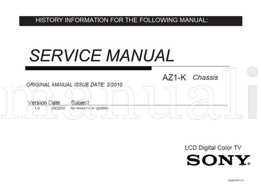 Sony 9-883-847-01 (24 pages) TV Service Manual