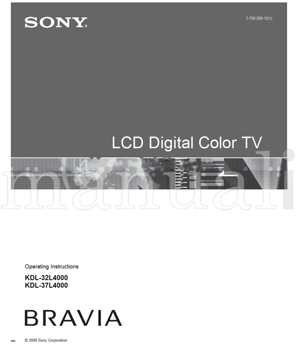 Sony KDL-32L4000 KDL-37L4000 (44 pages) TV Operating Manual