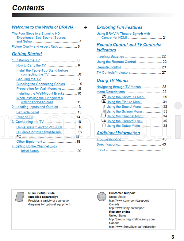 Sony KDL-32L4010 (48 pages) TV Operating Manual