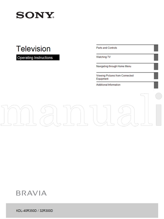 Sony KDL-40R350D 32R300D (32 pages) TV Operating Manual