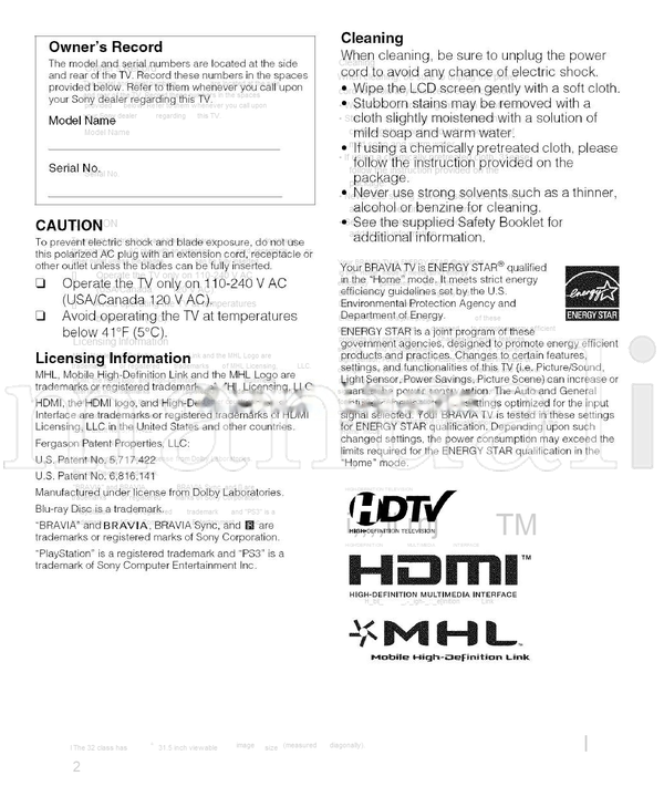 Sony Bravia KDL32R453A (68 pages) TV Operating Manual