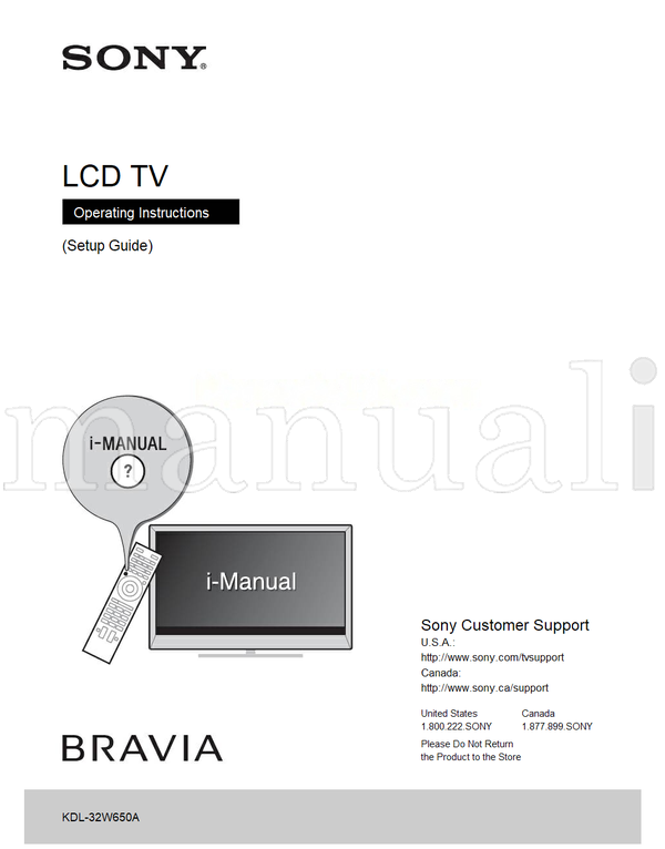 Sony KDL-32W650A (44 pages) TV Operating Manual