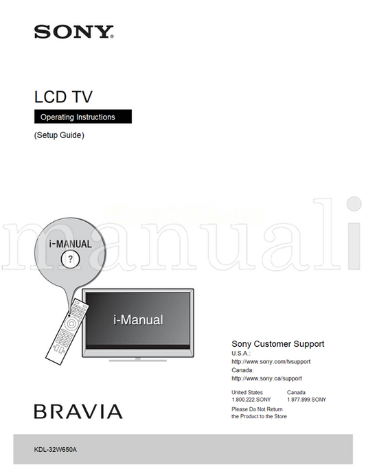 Sony KDL-32W650A (44 pages) TV Operating Manual