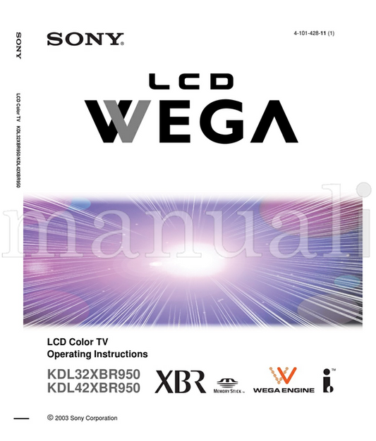 Sony 4-101-428-11 KDL32XBR950 KDL42XBR950 (136 pages) TV Operating Manual