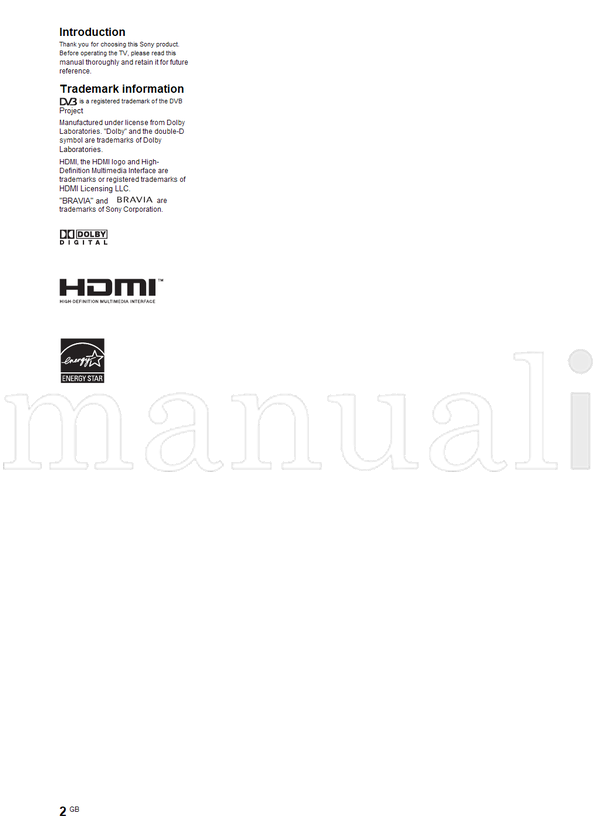 Sony KDL-37S4000 KDL-32S4000 KDL-26S4000 KDL-20S4000 (40 pages) TV Operating Manual