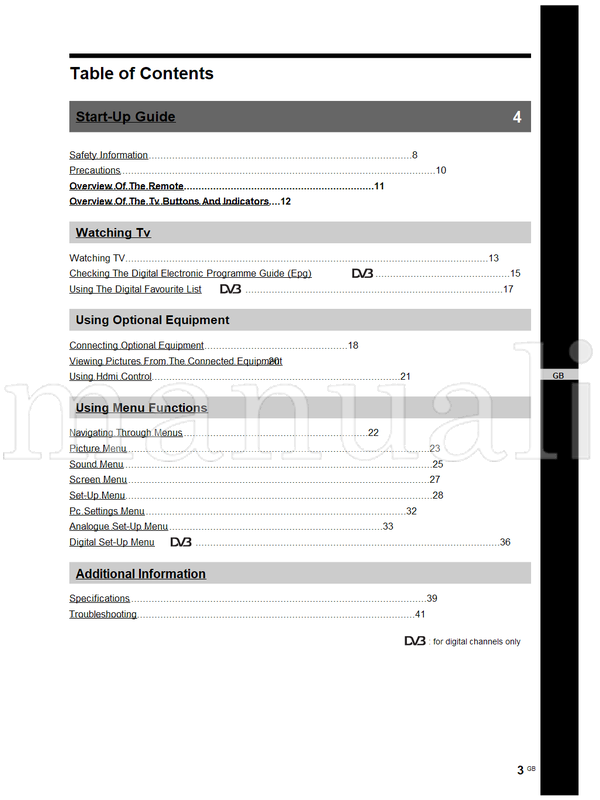 Sony KDL-40D3500 (92 pages) TV Operating Manual