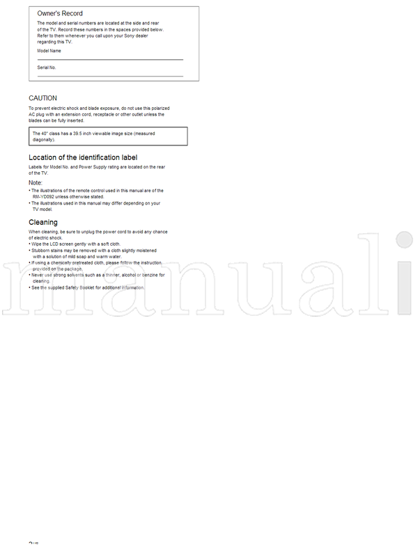 Sony KDL-40R350D (68 pages) TV Operating Manual