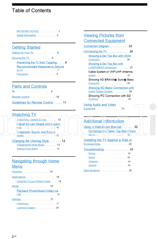 Sony KDL-40R370C 32R320C (40 pages) TV Operating Manual