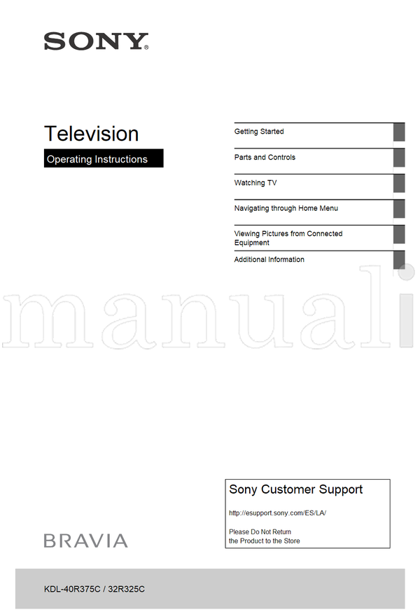 Sony KDL-40R375C 32R325C (40 pages) TV Operating Manual