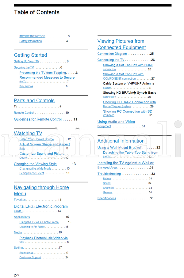 Sony KDL-40R375C 32R325C (40 pages) TV Operating Manual